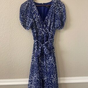 Blue Patterned DKNY Midi Dress